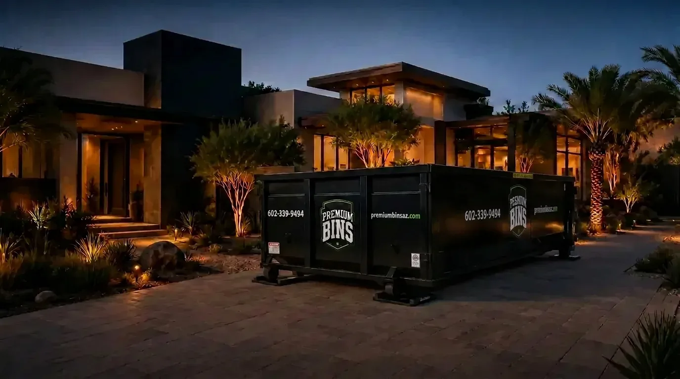 Premium Bins 15-Yard Dumpster in Phoenix Luxury Driveway